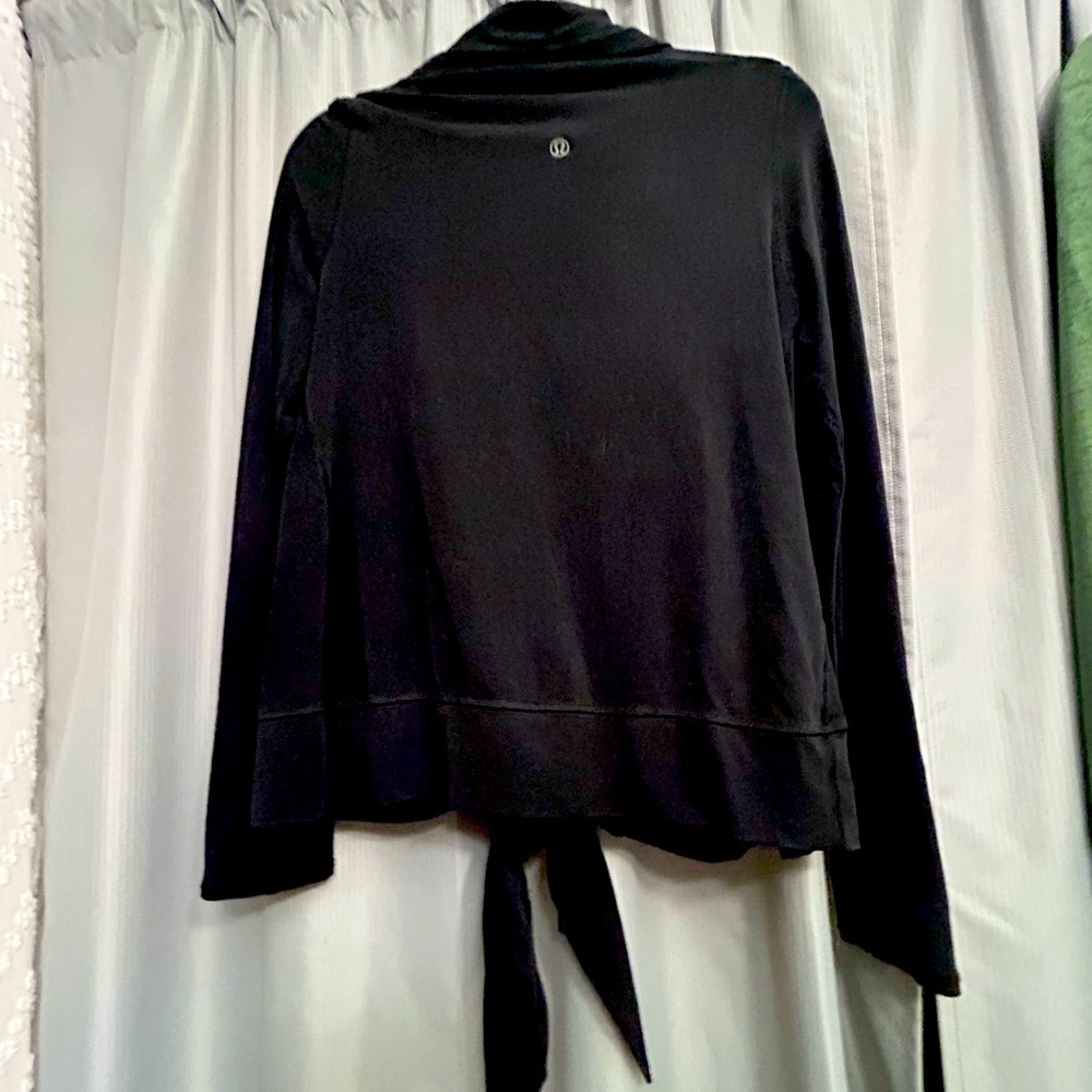 CLEARANCE Lululemon Black Practice Cotton Waterfall Tie Front Cardigan Women 6